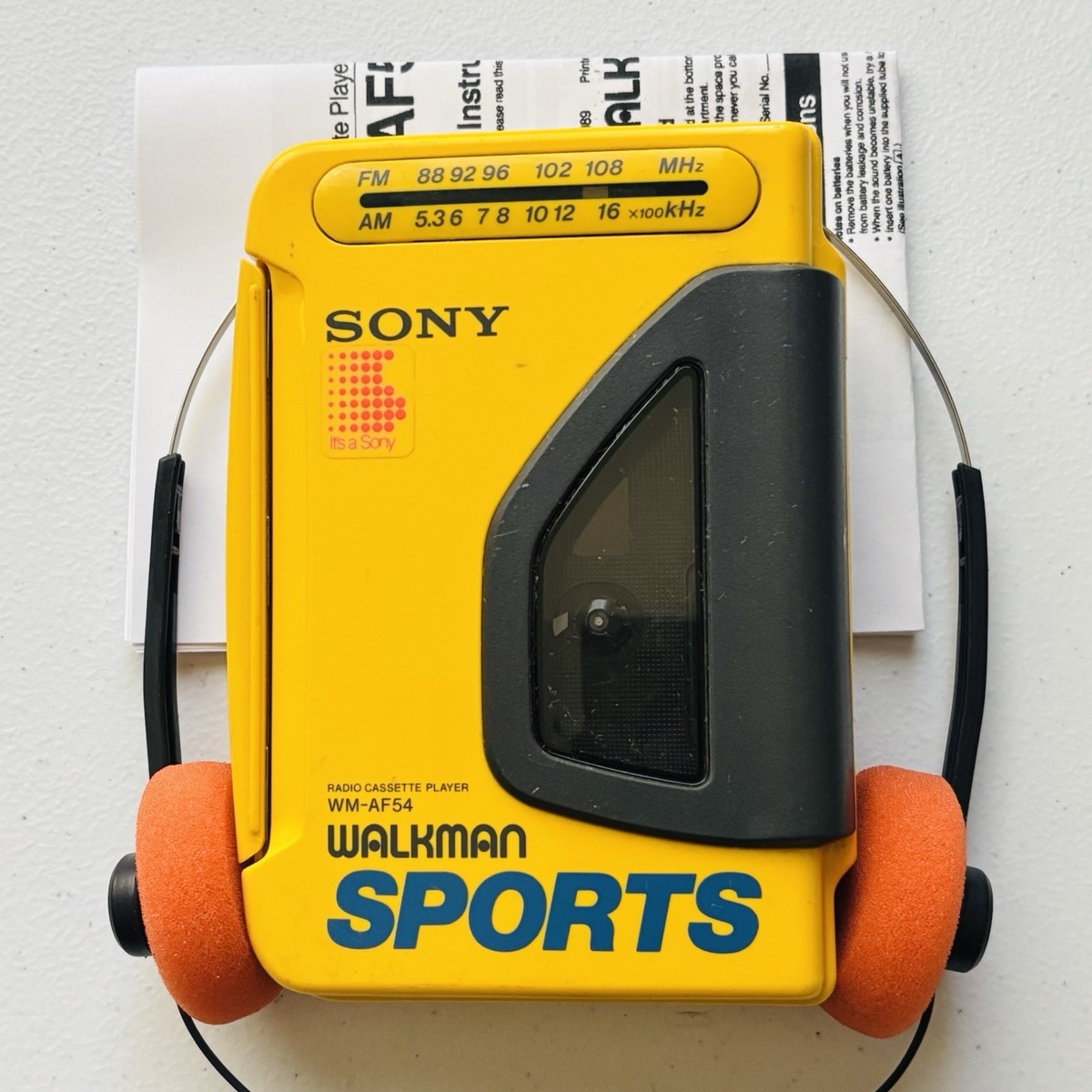 Sony Walkman WM-AF54 Sports Yellow Cassette Player - New Belts