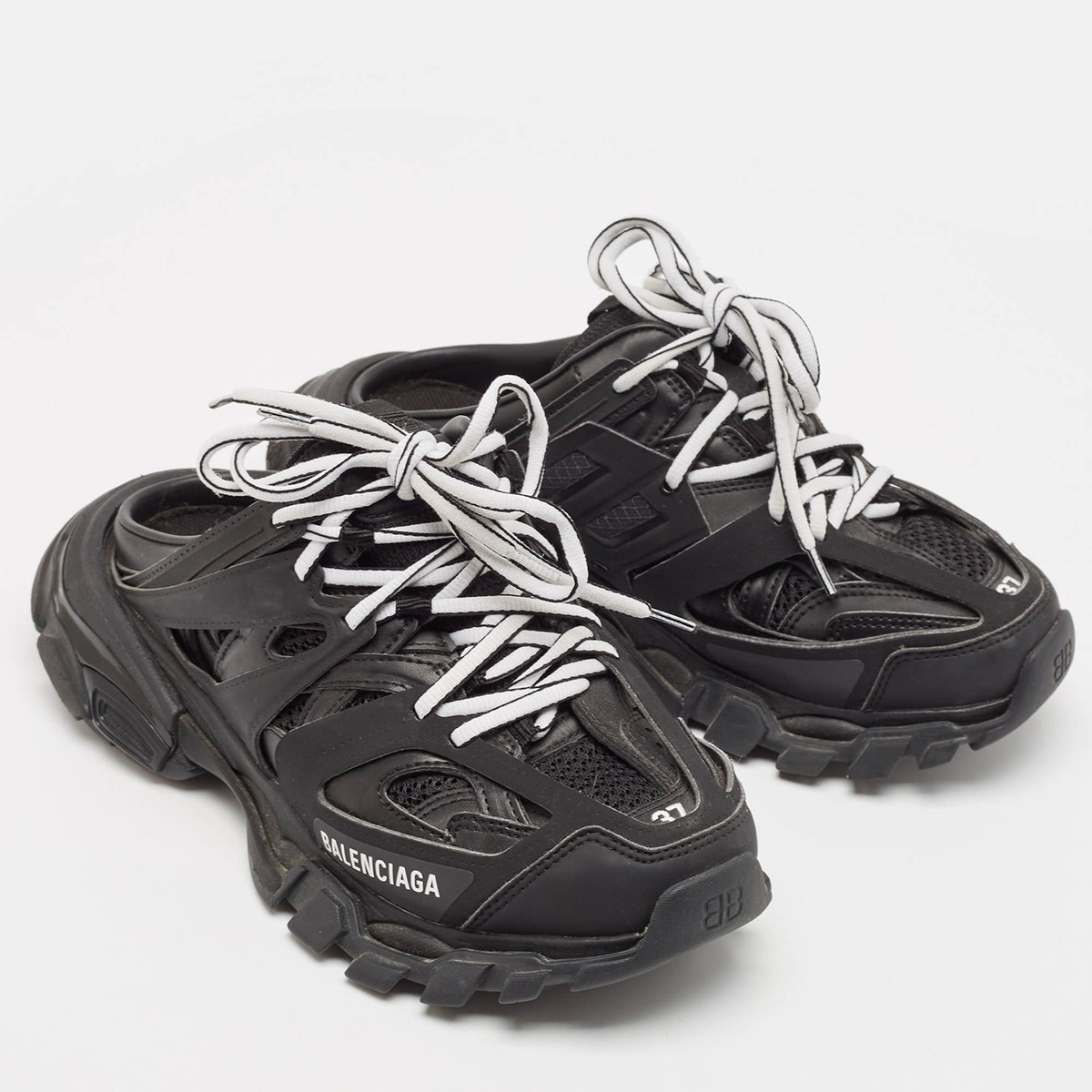 Balenciaga Black Faux Leather Track Mule Sneakers Size 37 | eBay