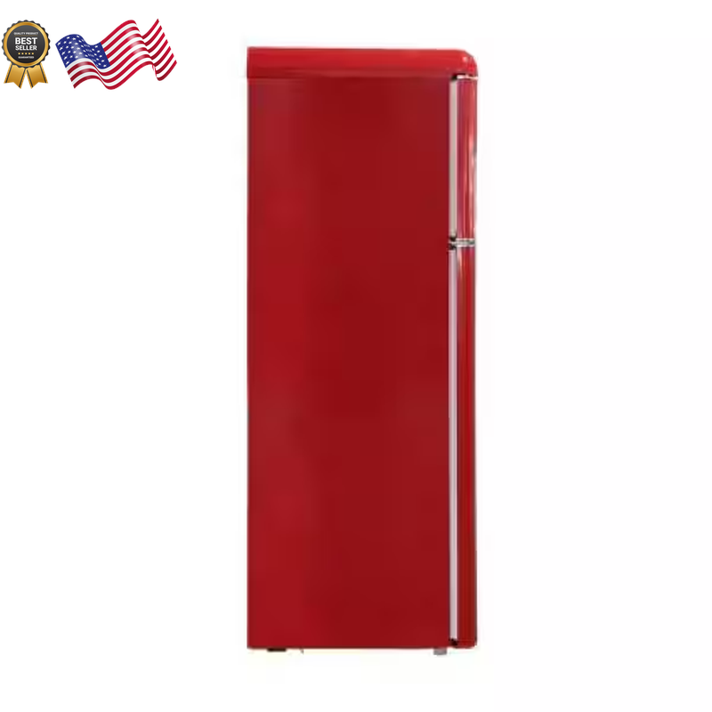 7.5 Cu. Ft. Retro Mini Fridge in Red with Rounded Corners and Top