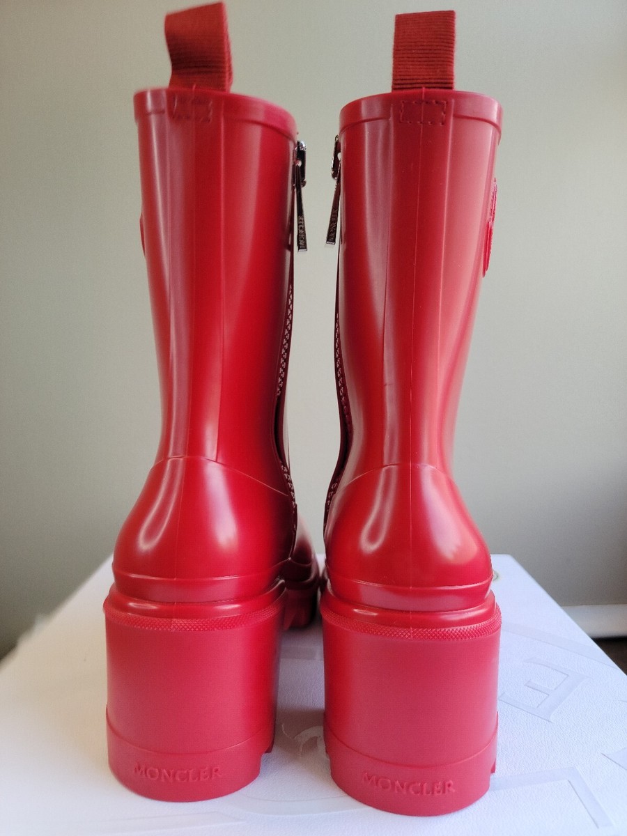 Moncler Women's Loftgrip Red Chunky Rain Boots Size 37 EU 7 US | eBay