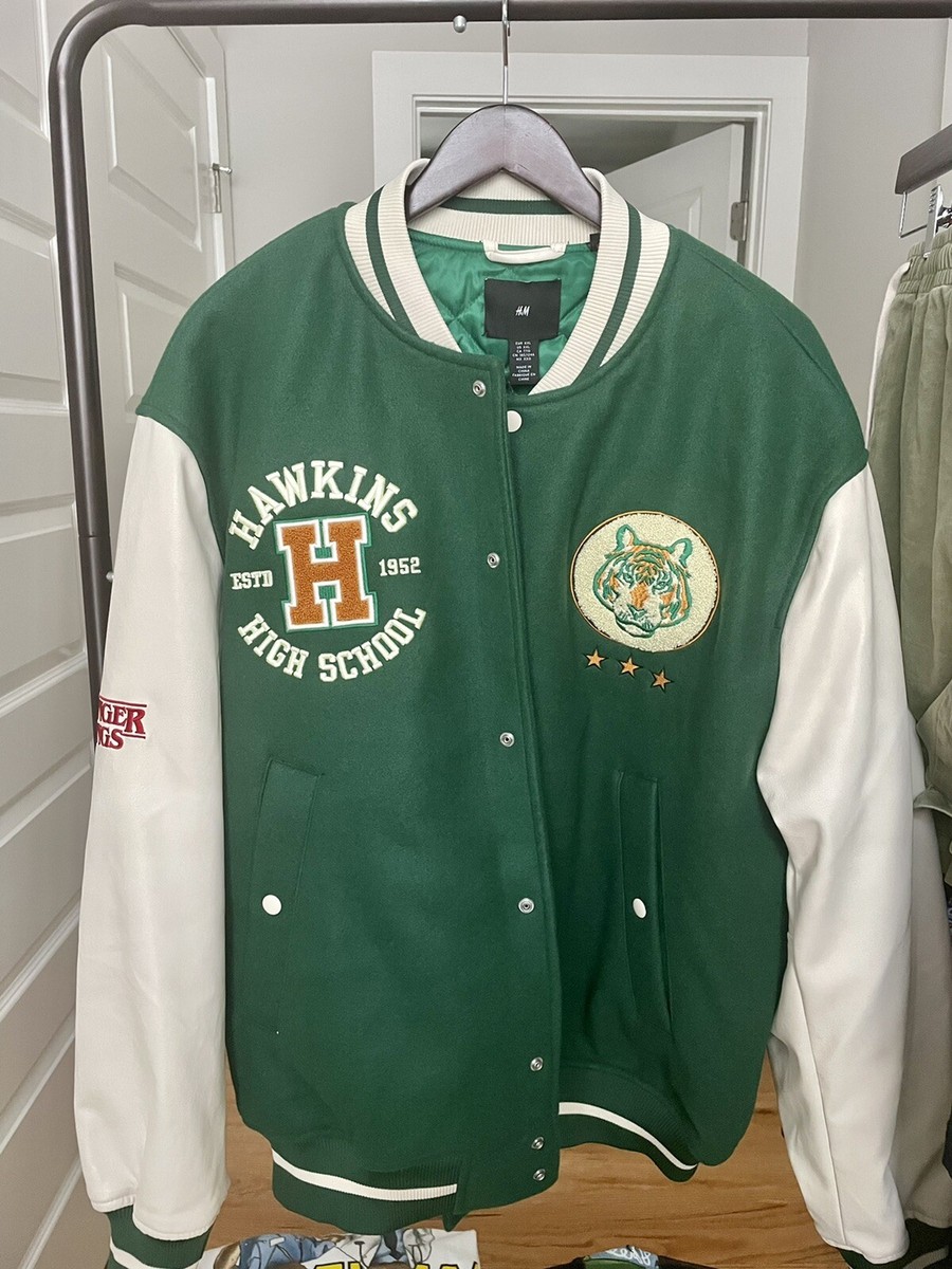 Stranger Things x H&M Hawkins Stadium Varsity Bomber Jacket Green