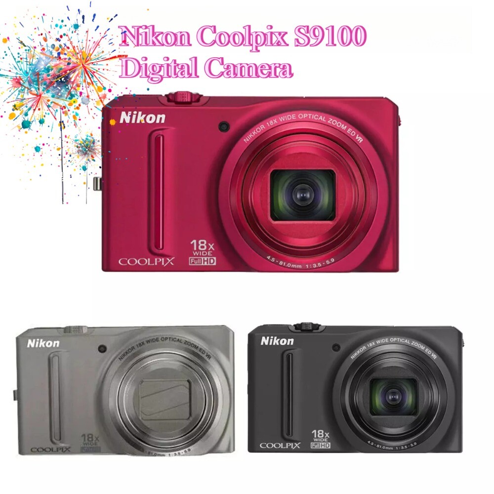 Nikon Coolpix S9100 Digital Camera Compact 12.1 MP 18x Optical