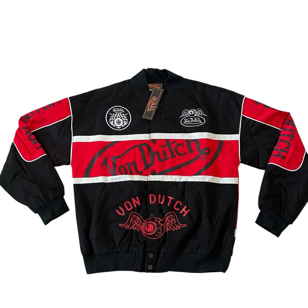 Von Dutch Black & Red Racing Jacket Size 2X | eBay
