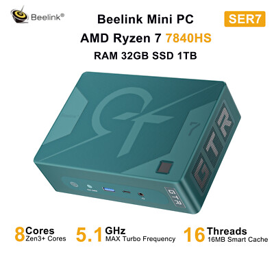 Beelink SER7 AMD Ryzen 7 7840HS Gaming Mini pc up to 65W 32G 1TB