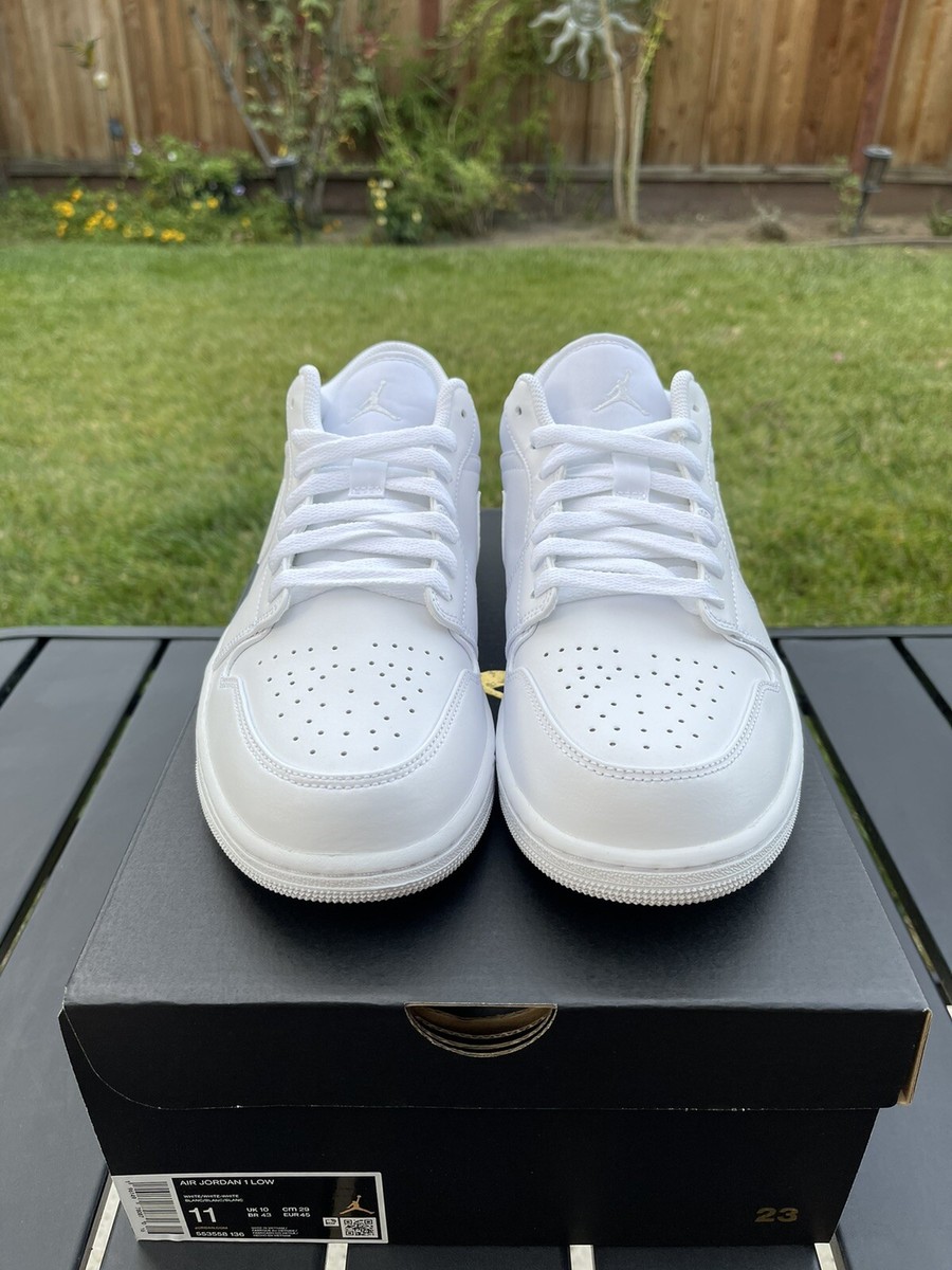 NEW Nike Air Jordan 1 Low Triple White Shoes Men's Size 11