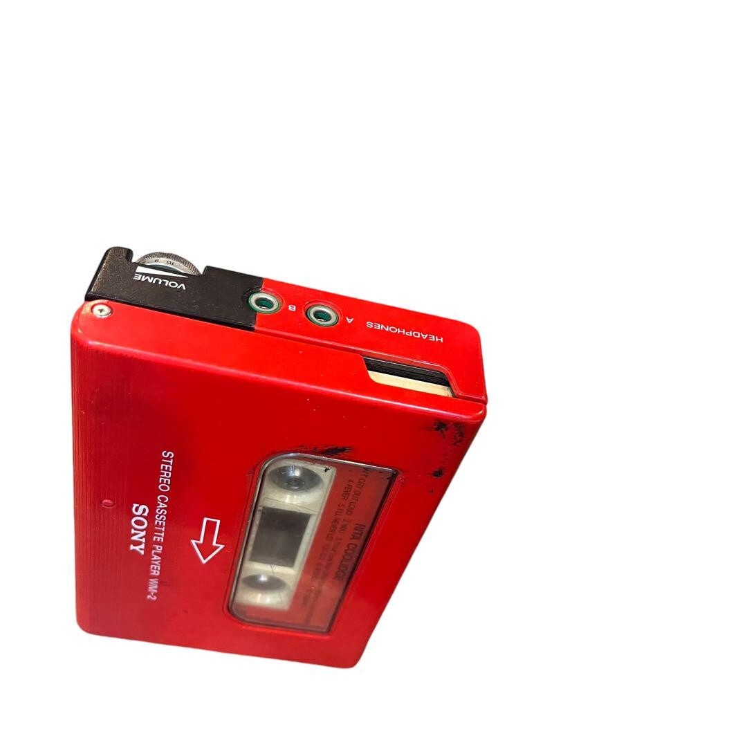 SONY WALKMAN WM-2 Portable Cassette Player Red Tested from Japan