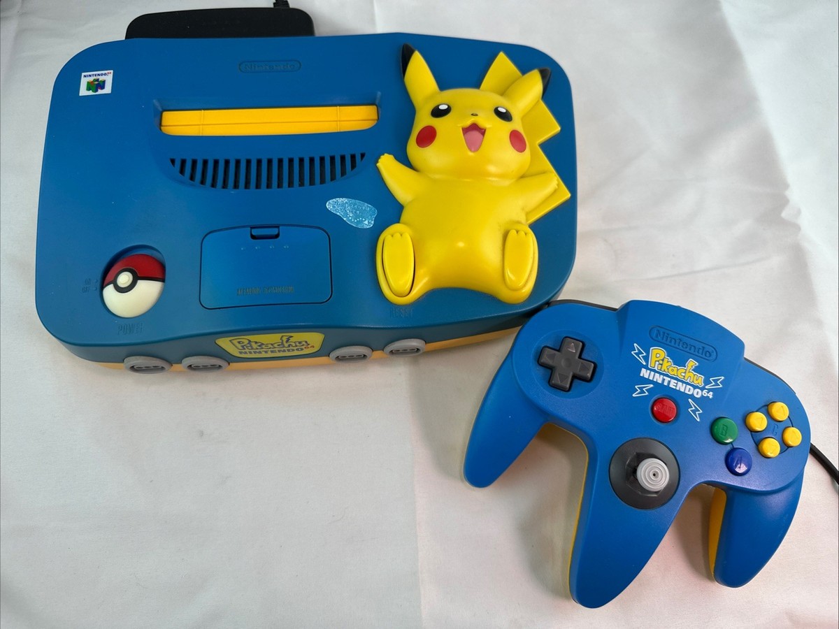 USED Nintendo 64 N64 Pikachu Blue Yellow Console Set NTSC-J Japan