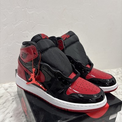 Nike Air Jordan 1 Retro High OG Patent Bred GS Size 4.5Y Black Red