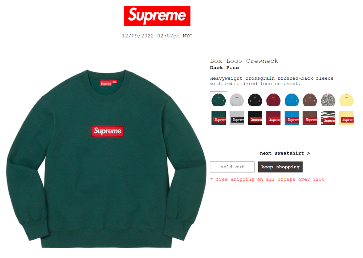 Supreme Box Logo Crewneck Sweatshirt Green Large L NEW BOGO FW2022