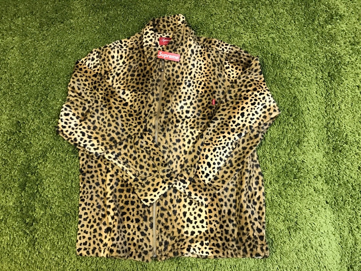 Supreme F/W 2017 Cheetah Pile Zip Up Shirt Box Logo | eBay