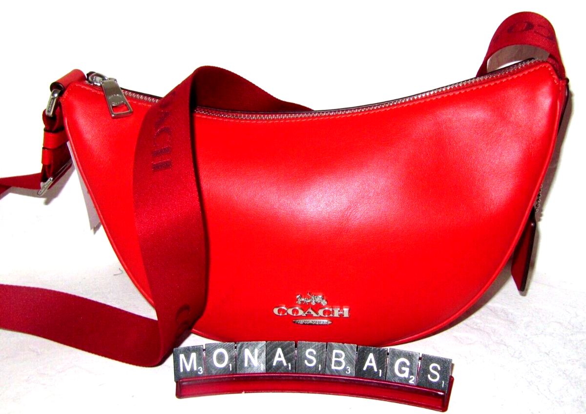 Coach New CT644 Pace Shoulder/Crossbody Bag Miami Red Smooth
