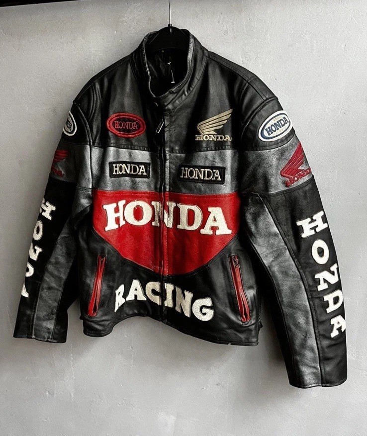 Honda Racing CBR Leather Jacket RARE ALL BLACK | eBay