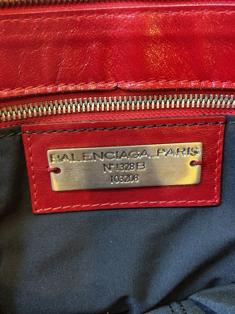BALENCIAGA Motorcycle 2004 Purse Handbag Red Leather fringe N 1328
