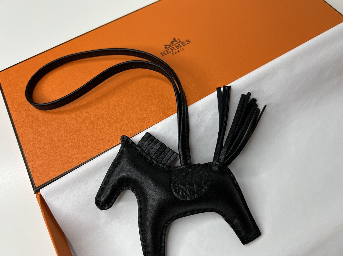 New Hermes Rodeo SO Black PM Horse Charm Milo Nior Touch Crocodile