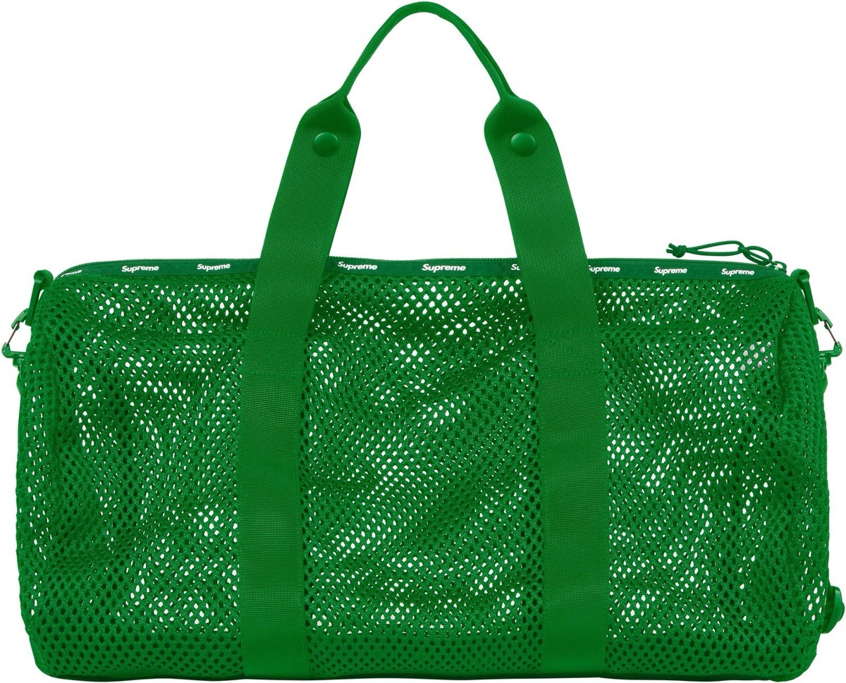 Supreme Green Mesh Duffle Bag SS23 Box Logo 25L. Poly Eyelet