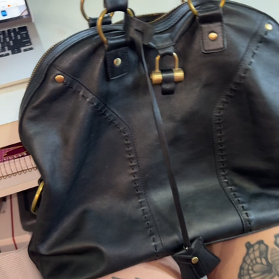 Yves Saint Laurent Black Large Muse Leather Shoulder Laptop Work