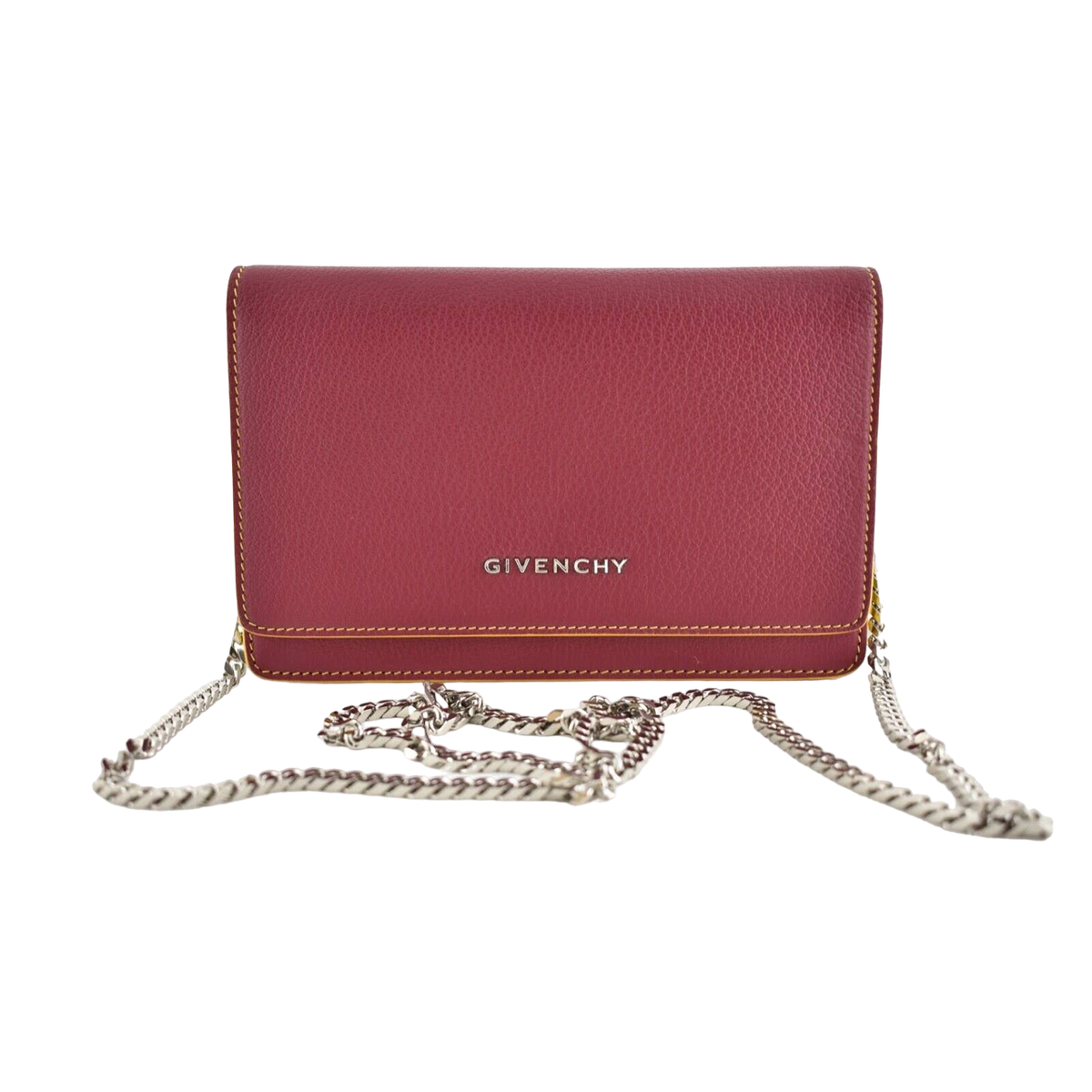 Givenchy Pandora Wallet On Chain Fig Pink Yellow Leather Shoulder
