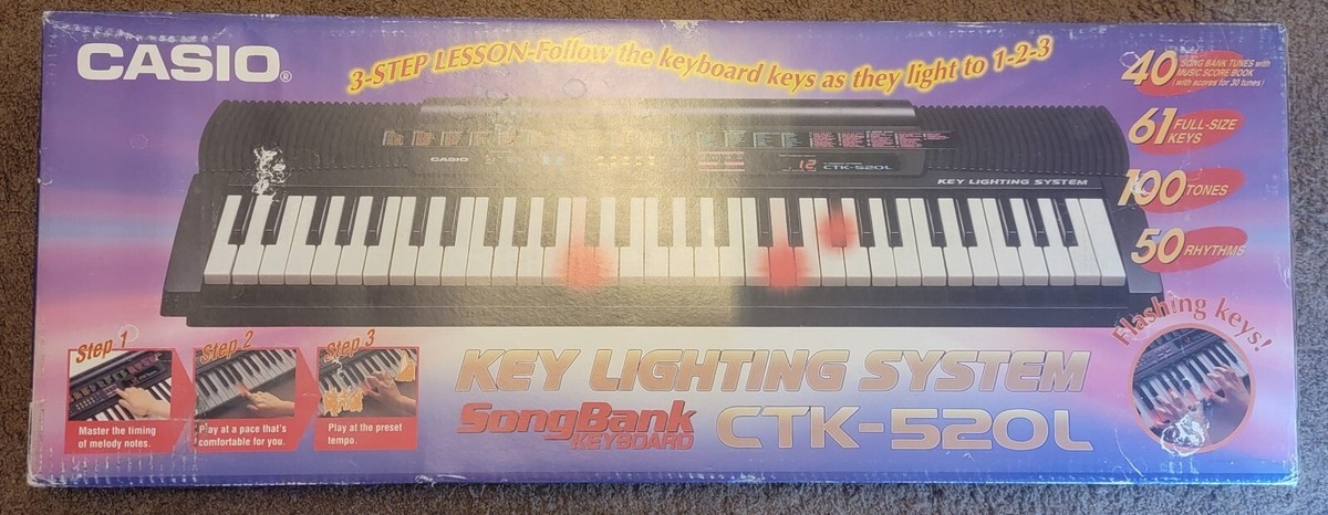 Casio CTK-520L SongBank Keyboard W/ Key Lighting System, Never