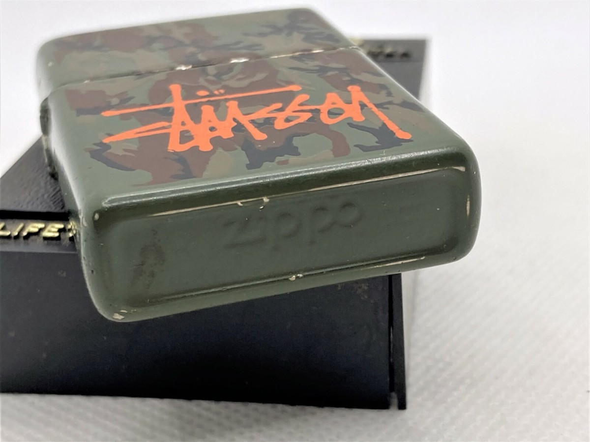 Auth Vintage ZIPPO Limited Model STUSSY Logo Lighter Camouflage