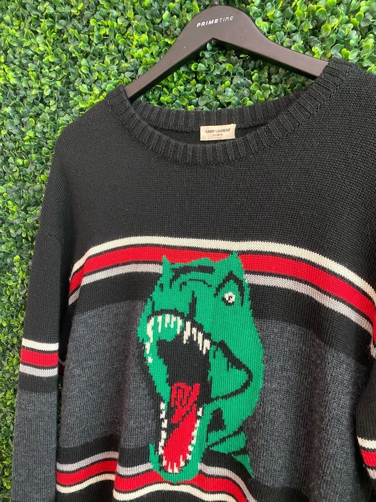 Yves Saint Laurent T Rex Dino Wool Sweater Sz Medium YSL | eBay