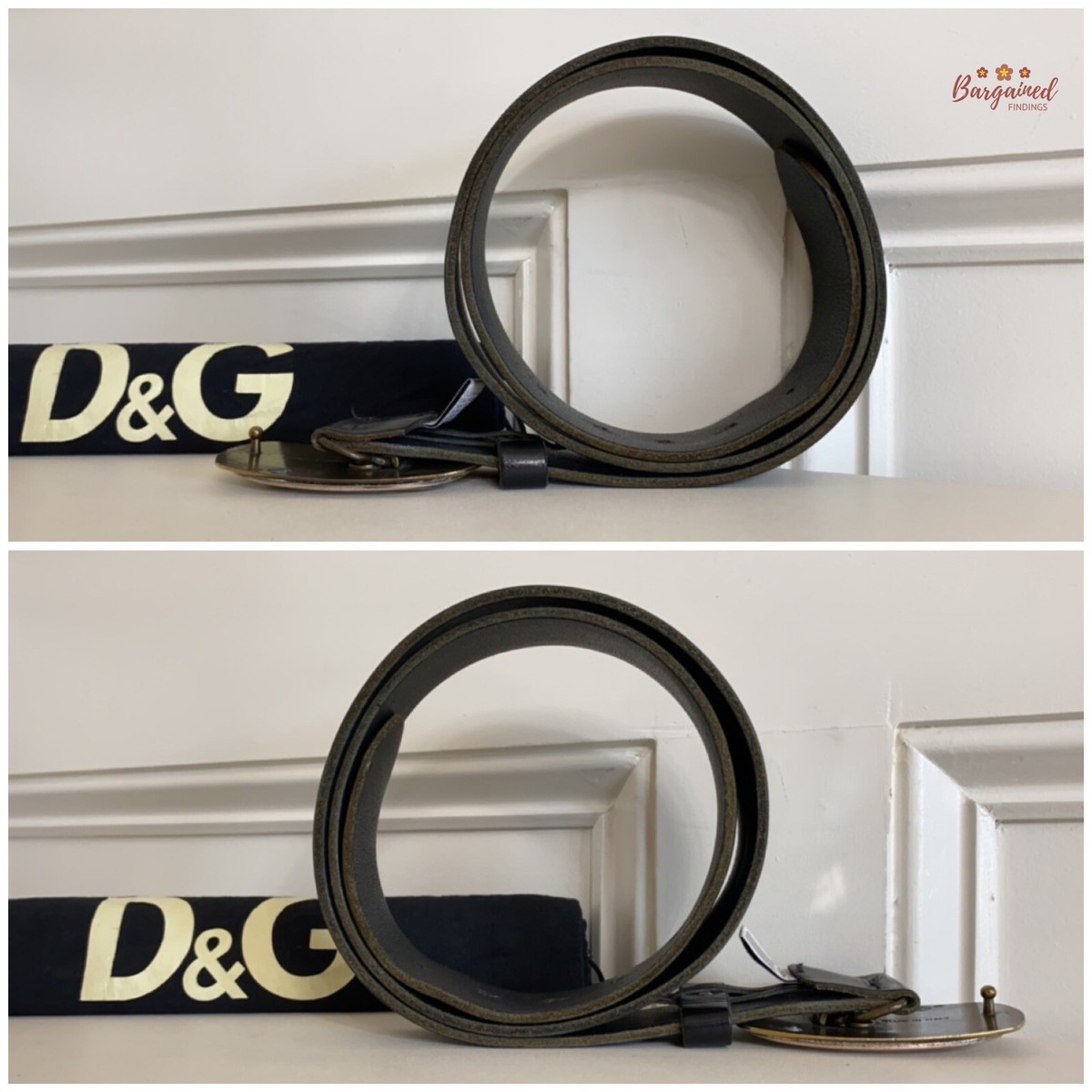 Authentic Dolce & Gabbana Black Leather Gold/Silver D&G Logo