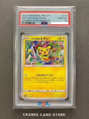 PSA 10 Pokemon Card Mischievous Pichu 214/S-P Graniph & Hajime