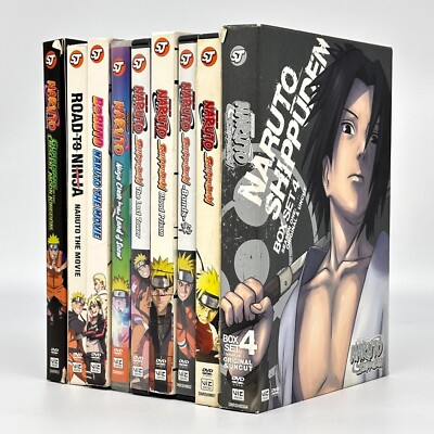 Lot Of 9 Naruto: Shippuden - Box Set 4 Plus 8 Movies DVD Boruto