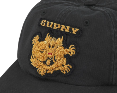 Supreme Bullion Dragon 6-Panel Black SS25 Twill New Embroidered