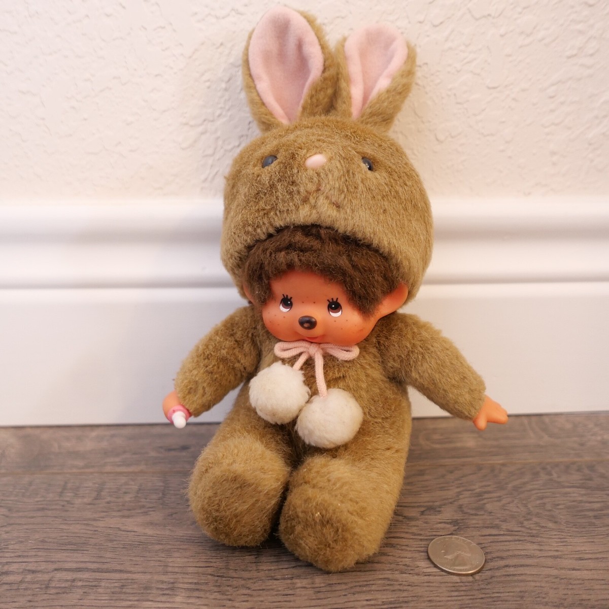 Vintage 1974 Monchichi Sekiguchi Monkey in Rabbit Bunny Suit 7