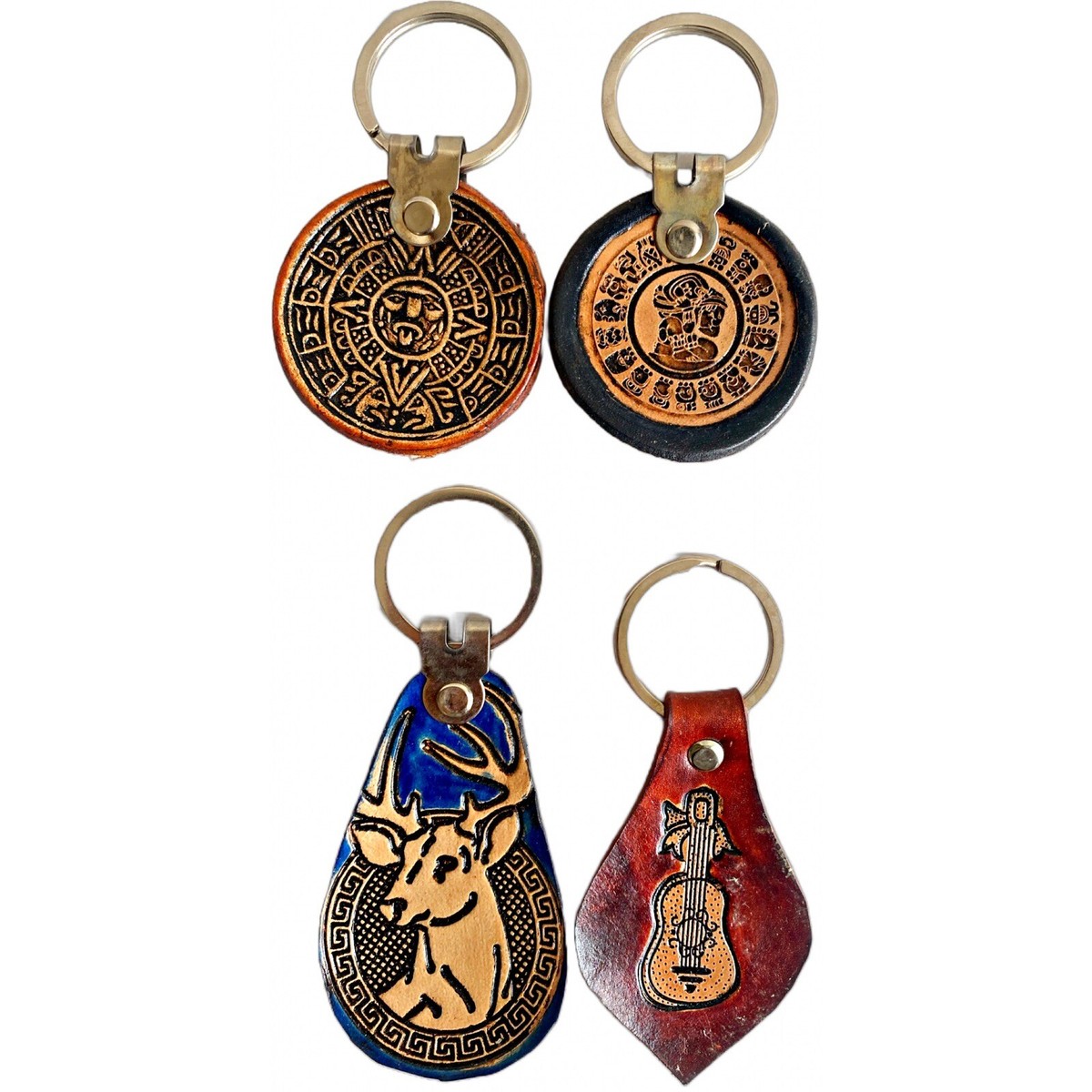Set Of 4 Mexican Leather Souvenir Keychains Handmade In Mexico | eBay