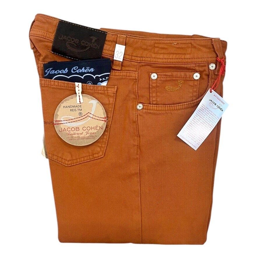 Jacob Cohen J688 Comfort Men's 5 Pocket Jeans Orange Rust Brown