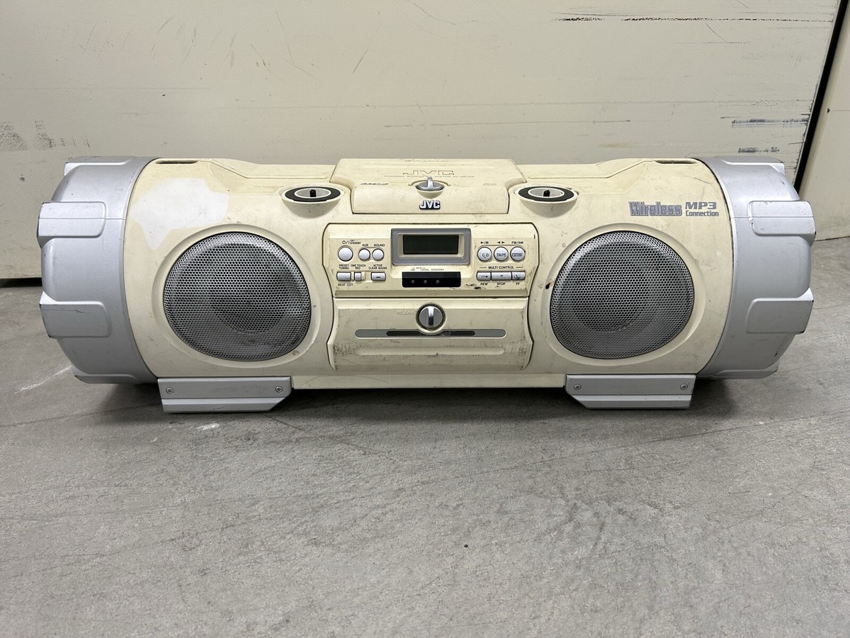 JVC RV-NB10W Kaboom Subwoofer AMFM CD & Tape Boombox Ghettoblaster