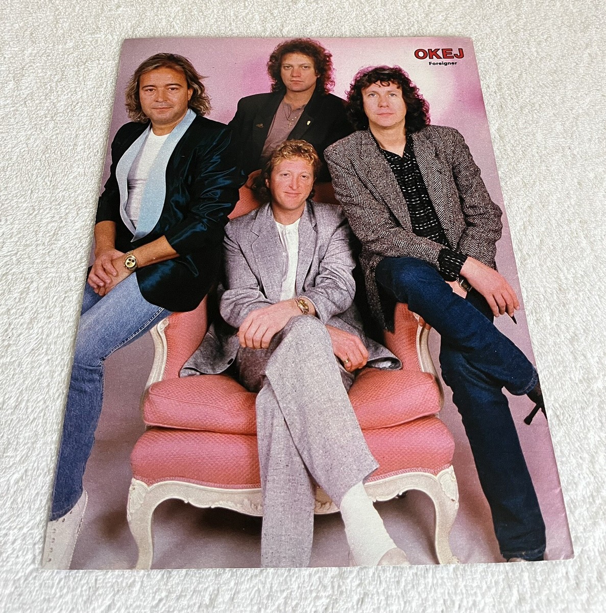 FOREIGNER 1984 Clipping Poster 1980s Swedish magazine Okej Vintage