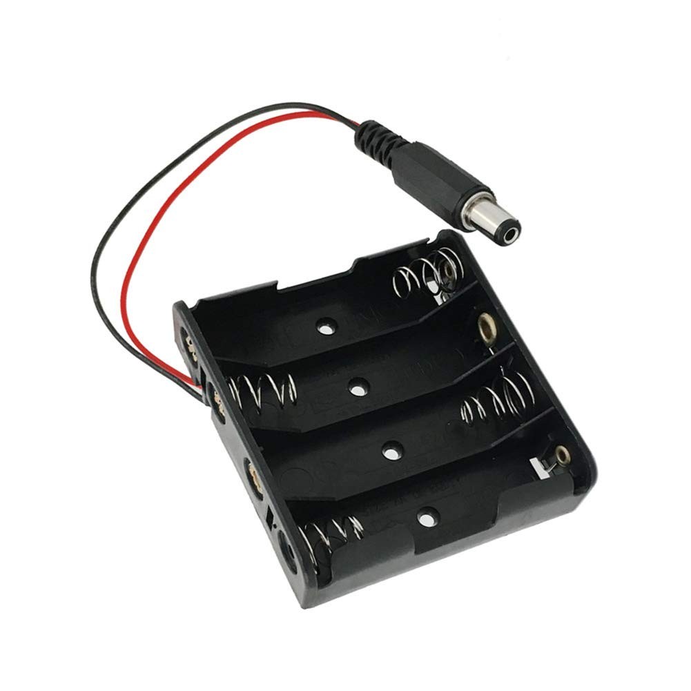 4xAA Battery Pack Holder Case Box to DC Barrel Jack Connector