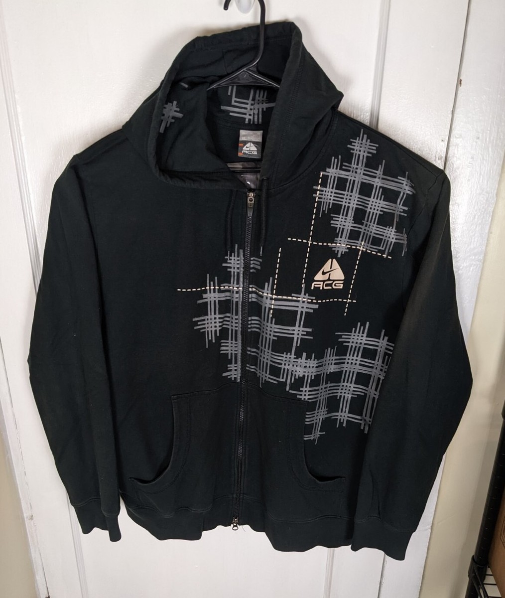 2007 Y2K Vtg Nike ACG Full Zip Hoodie Graphic Black Hiking