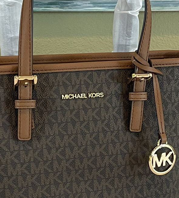 MICHAEL KORS JET SET TRAVEL XS ZIP CROSSBODY TOTE BAG MK BROWN