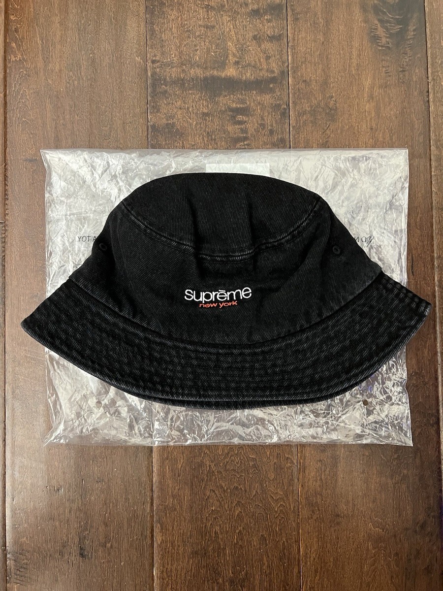 Supreme SS25 Cotton Denim Crusher Hat Black Classic Logo Size M/L
