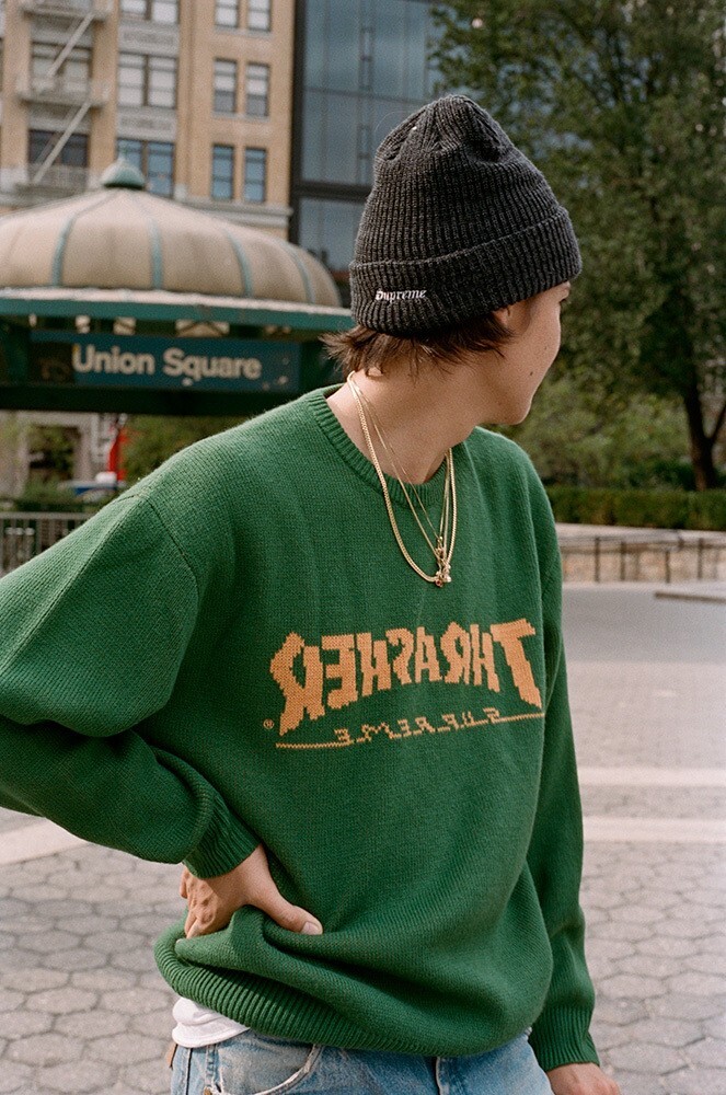 Supreme Thrasher Sweater Green FW21 Size M BRAND NEW | eBay