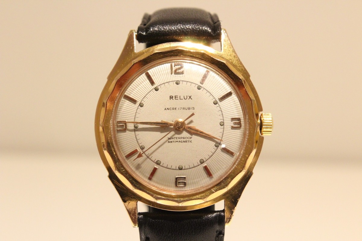 VINTAGE BEAUTIFUL GOLD PLATED SWISS MEN'S MECHANICAL 34mm WATCH