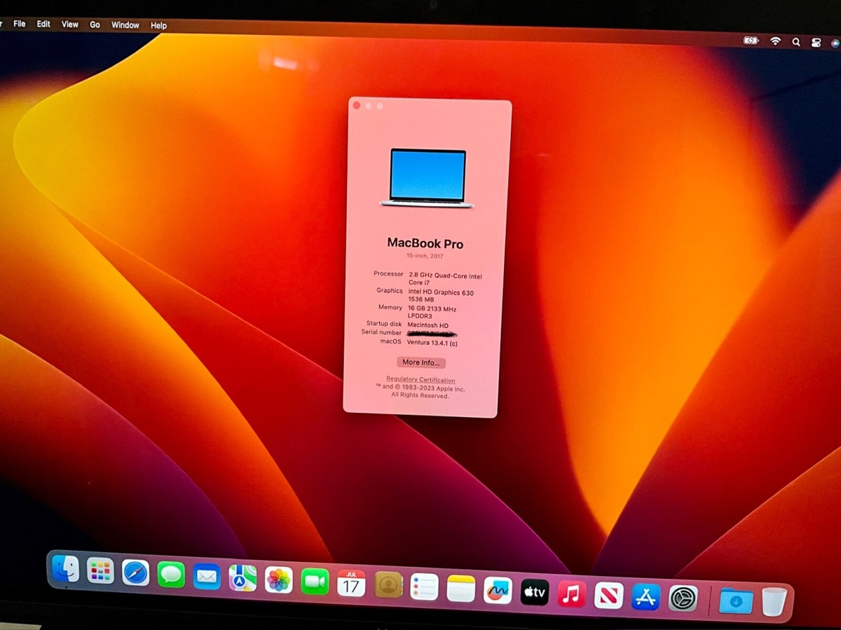 MacBook Pro 15 2017 Touch Silver 2.8 Core i7 Quad Core 16GB | eBay