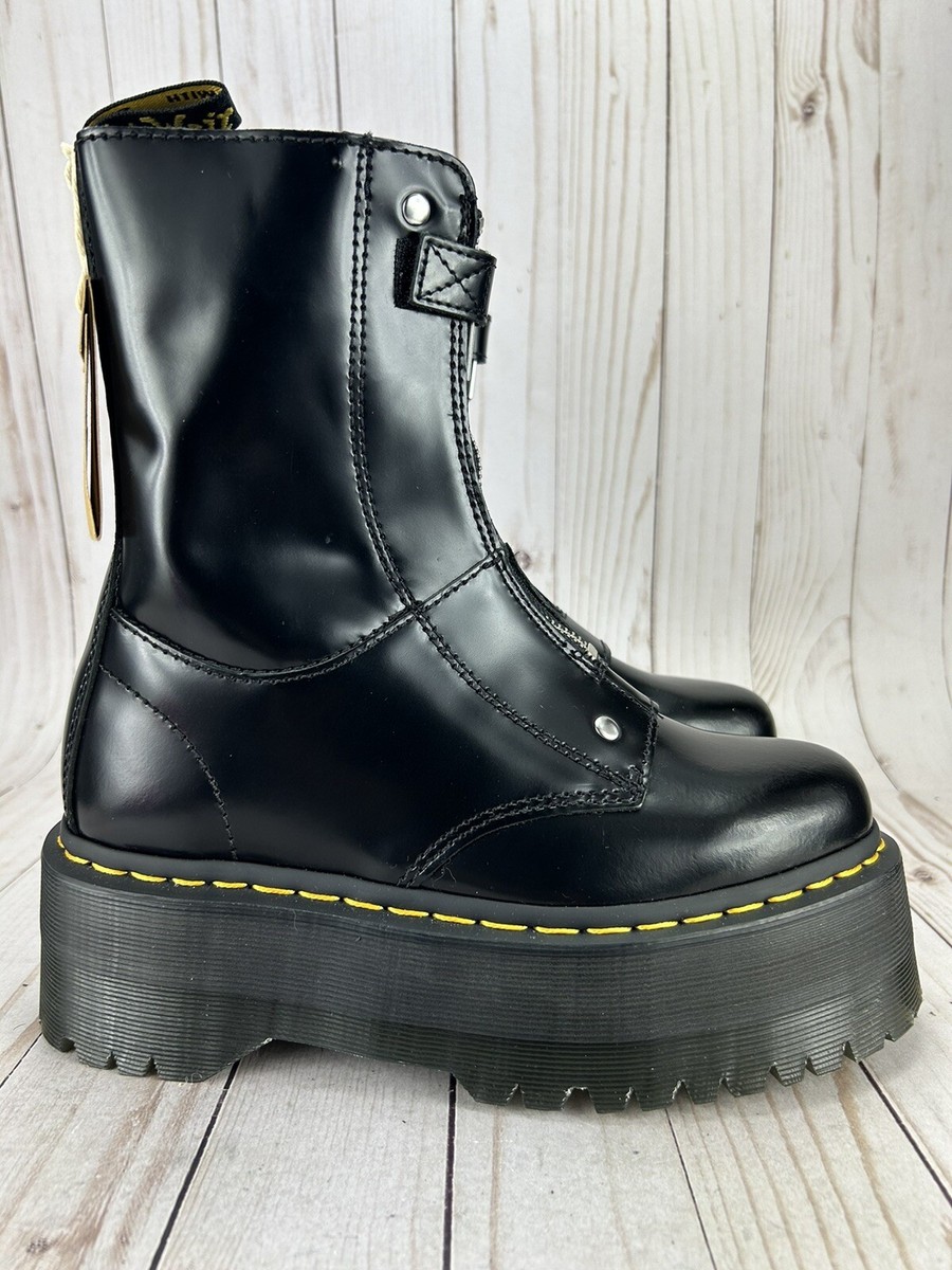 Dr Martens Jetta Hi Max Platform Boots Chunky Zip Up Black Leather