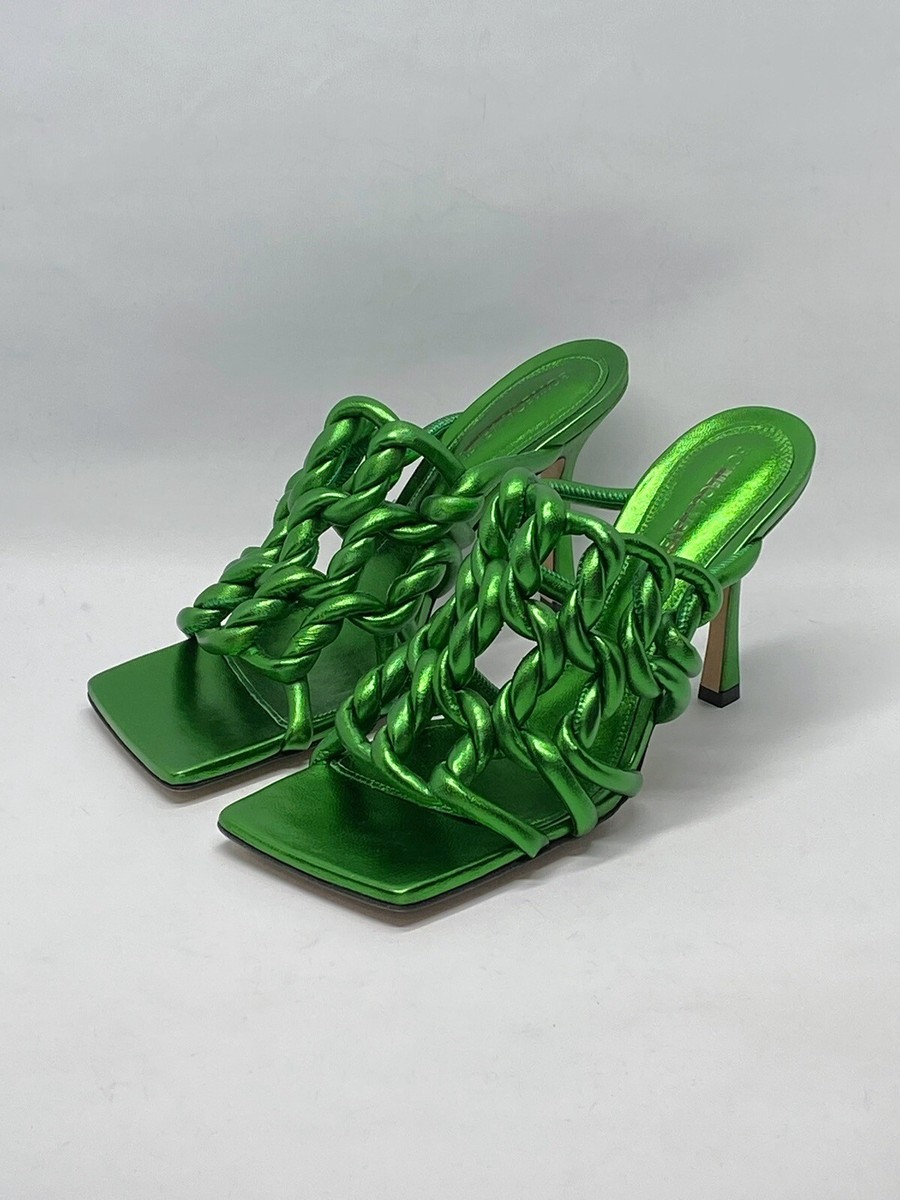 Bottega Veneta Reflection woven metallic leather mules size 38