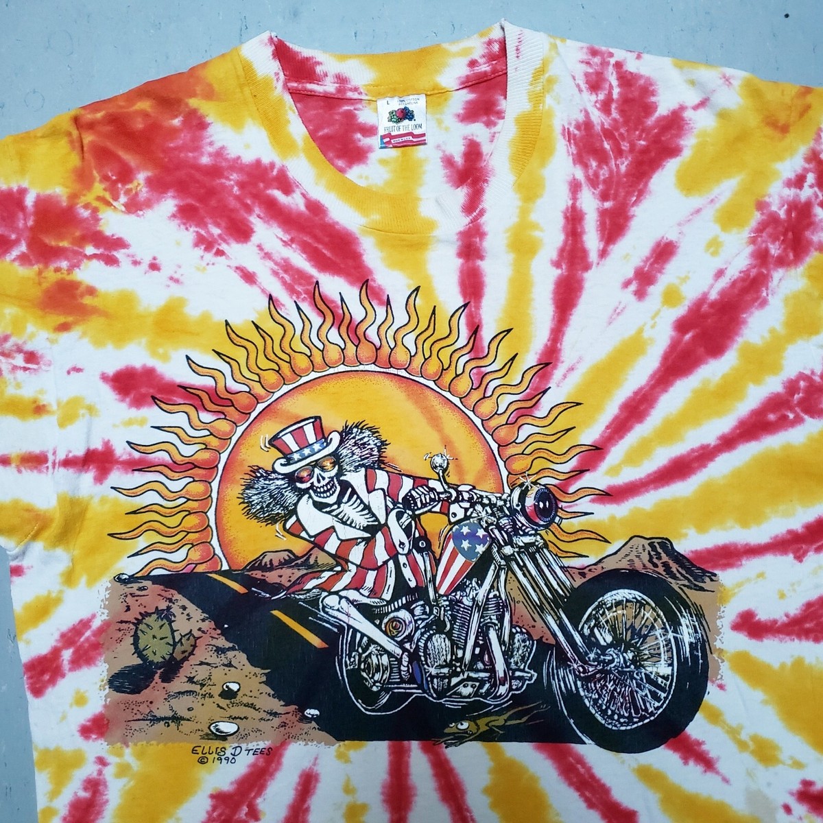 Vtg 90s GRATEFUL DEAD ELLIS D Tshirt Tie Dye 1990 Skeleton