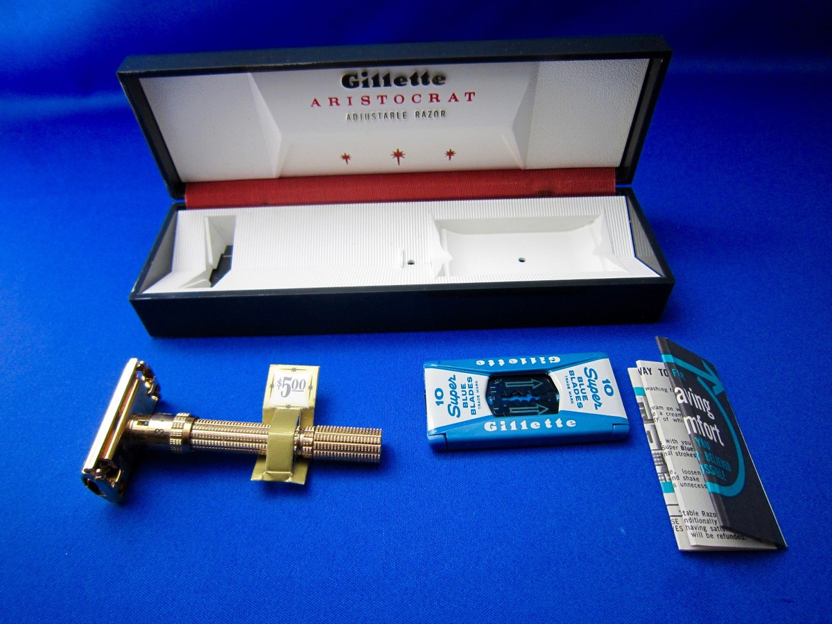 Gillette ARISTOCRAT Adjustable Gold Plated TTO Razor 1963 Made In