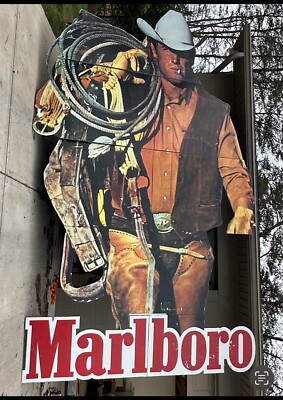 Nos Vintage Marlboro Man Billboard Sign Americana Cowboy Western