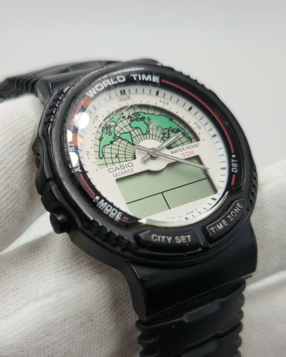 Casio AW-21U World Time Vintage Digital Quartz Watch - FOR PARTS