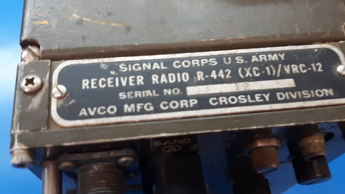 US ARMY Receiver Radio R-442 (XC-1)/VRC-12 **SN: 12**!! Power