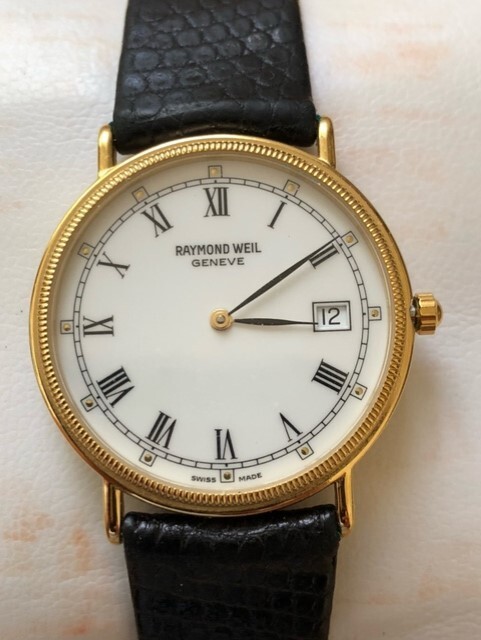 Raymond Weil Geneve 18K Gold Electroplated Quartz Pattern White