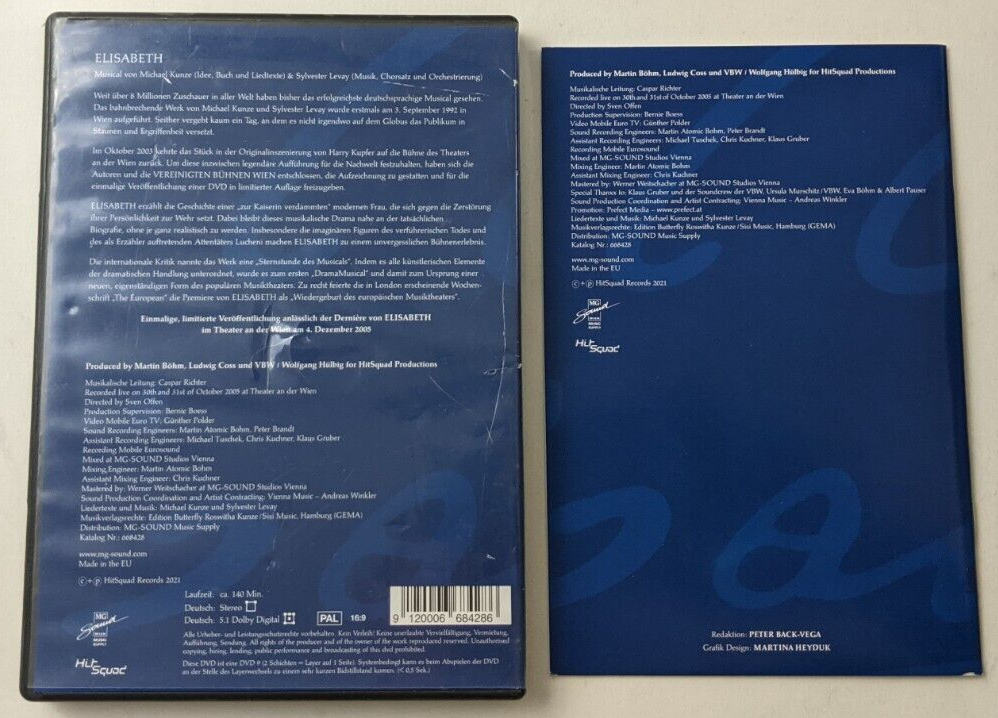 Elisabeth Das Musical DVD Michael Kunze Sylvester Levay Live