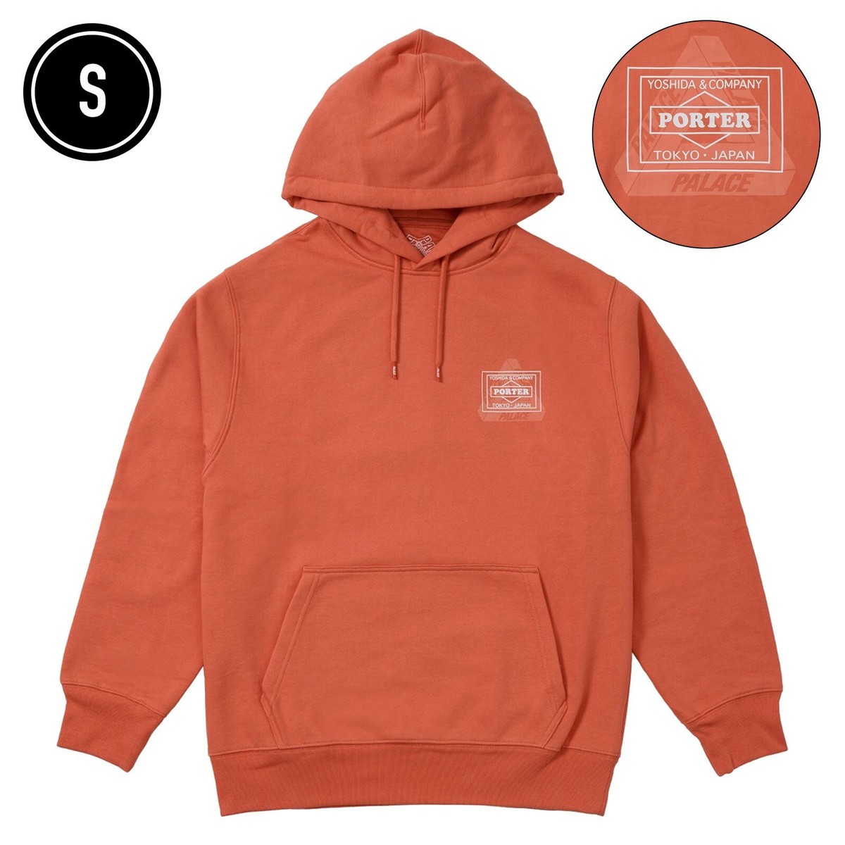 PALACE SKATEBOARDS YOSHIDA PORTER LOGO HOODIE Orange S Size Tri